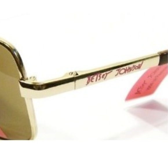 Betsey Johnson Aviator Sunglasses Shield Gold - Picture 5 of 6